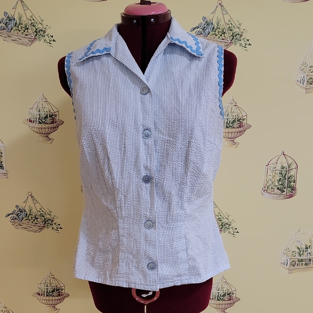 ❤️ 2/$30 ❤️ Blue and White Button Down Shirt with Classic Design